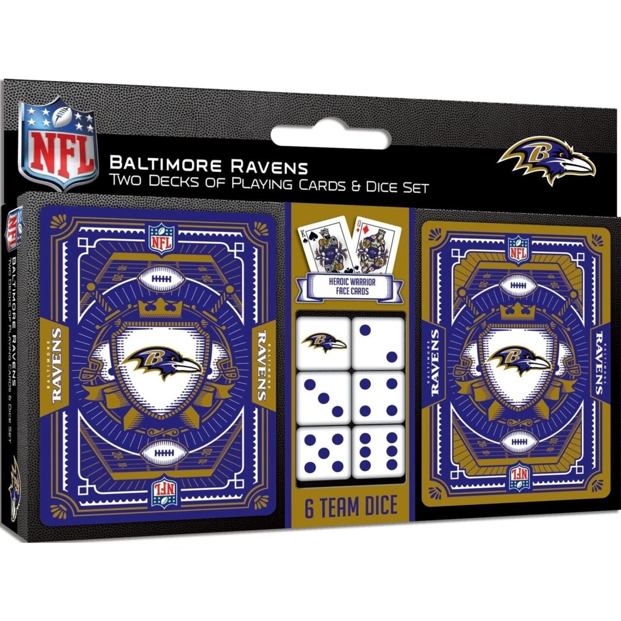 Baltimore Ravens Playing Cards Dice Set Nfl Officially Licensed 2-Pack